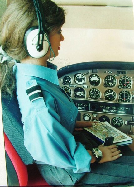 Rebecca flying airplane in 2003 or early 2004