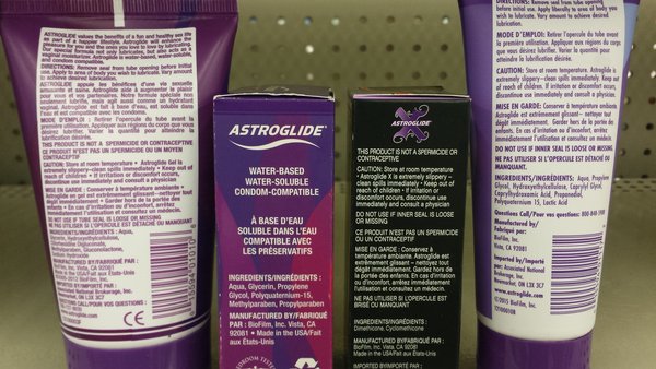 The sides and backs of all 4 products displaying all their unpronounceable sexy chemicals.