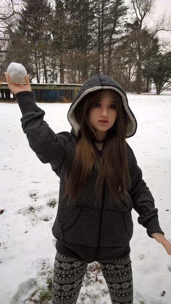 My first snowball fight.