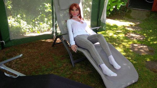 Sarah relaxing in the gazebo