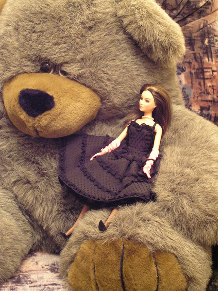 Kira with Slumpy, a bear that I ended up with somehow.