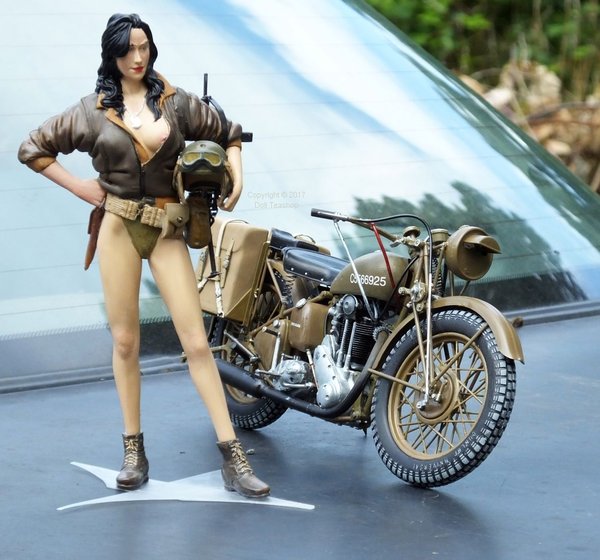 1/9th scale resin 'tank girl' and Italeri Triumph 3HW