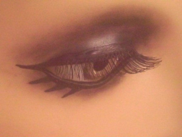 A top view showing the painted over epoxy line blended into the eyeliner.