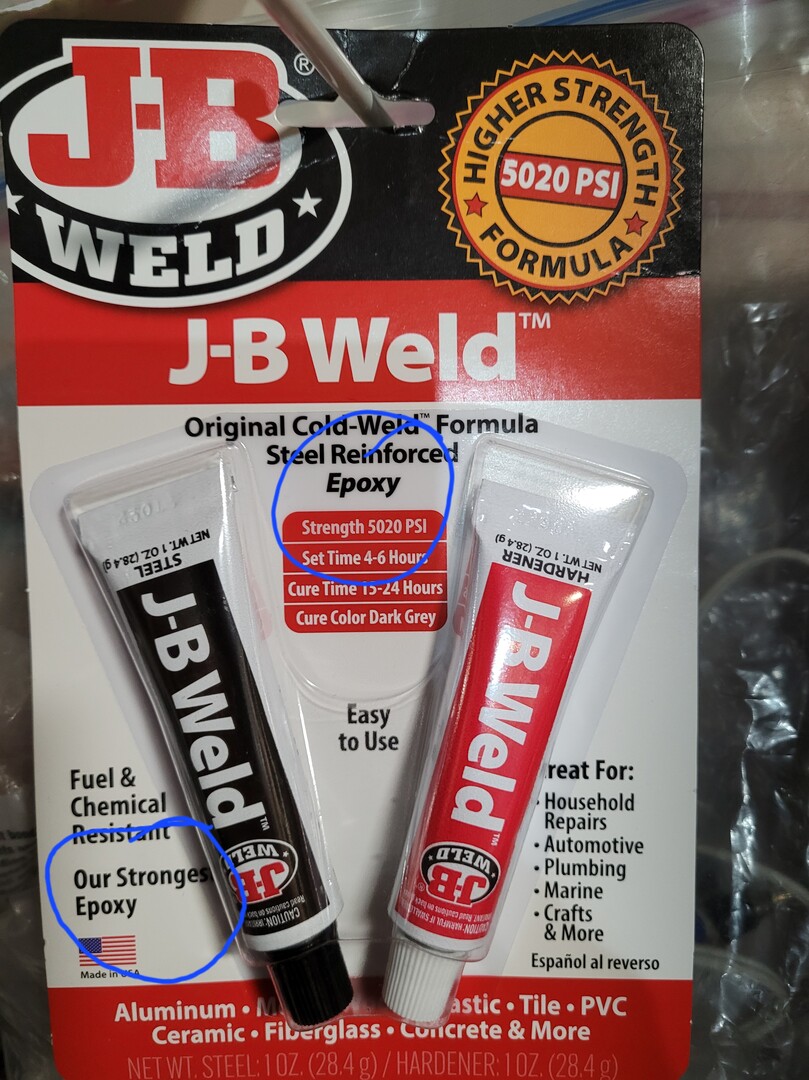 JB Weld, Steel Reinforced EPOXY.