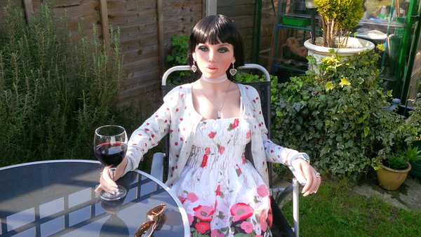 Enjoying a glass of wine in the sun