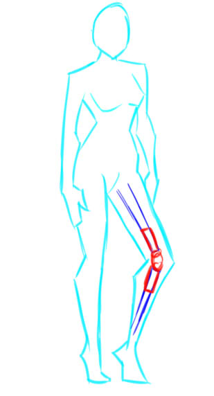 blue area is what I think is the 'pipe' connecting the knee joint. The one in red is the loose and rattling knee joint going up to the mid thigh area.