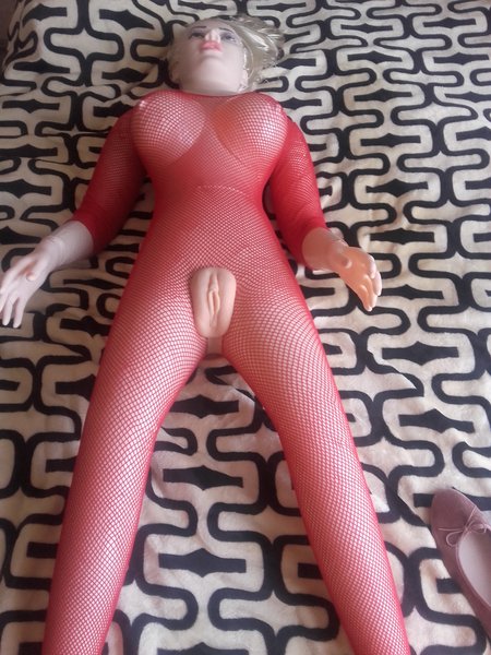 in red catsuit
