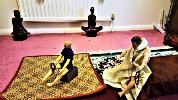 Tom & Stevie(Steve's doll counterpart & avatar) meditating in shrine room.jpg
